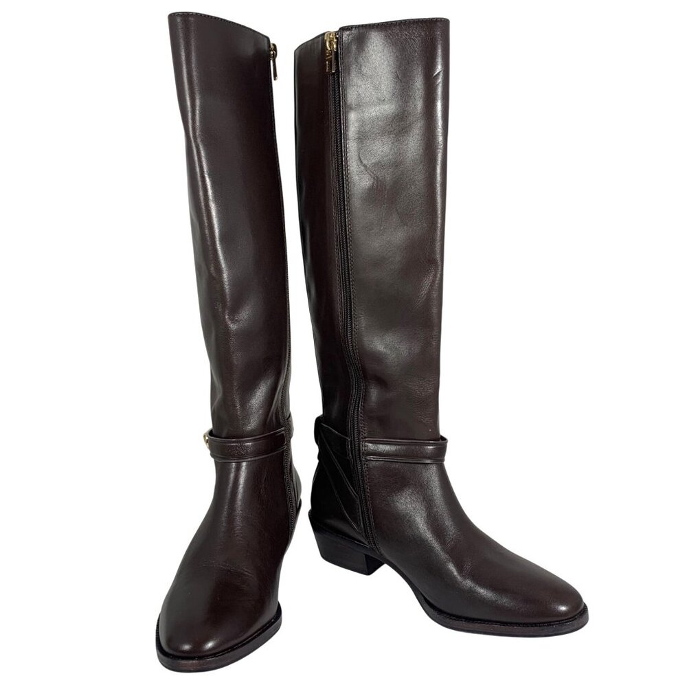 COACH Caroline Brown Leather Tall Riding Boots Womens SZ 6B NWOB Flaw